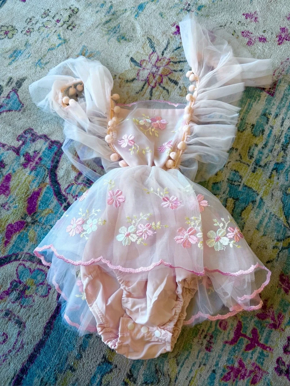Baby Girls Pink Tulle Chiffon Dress Set Size 90 18-24M 2T Party Outfit NWOT